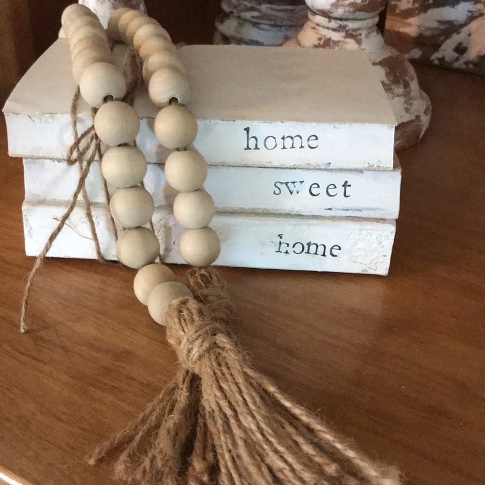 Stamped upcycled  BEAUTIFUL WHITE book stack
